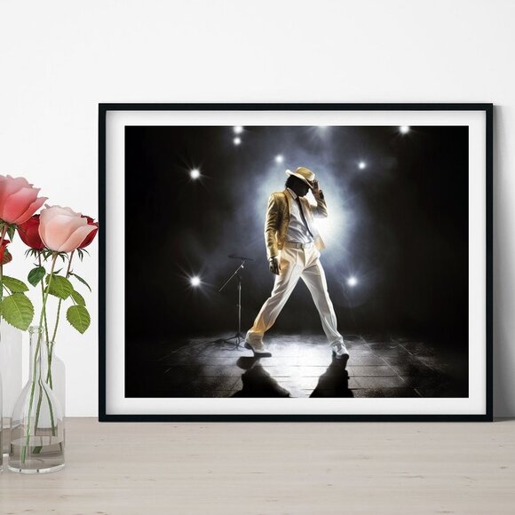 Michael Jackson On Stage Silhouette Watercolor Oil Painting Print - Picture 5 of 5
